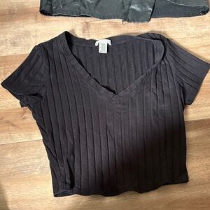 Forever 21 Black Ribbed Crop Top